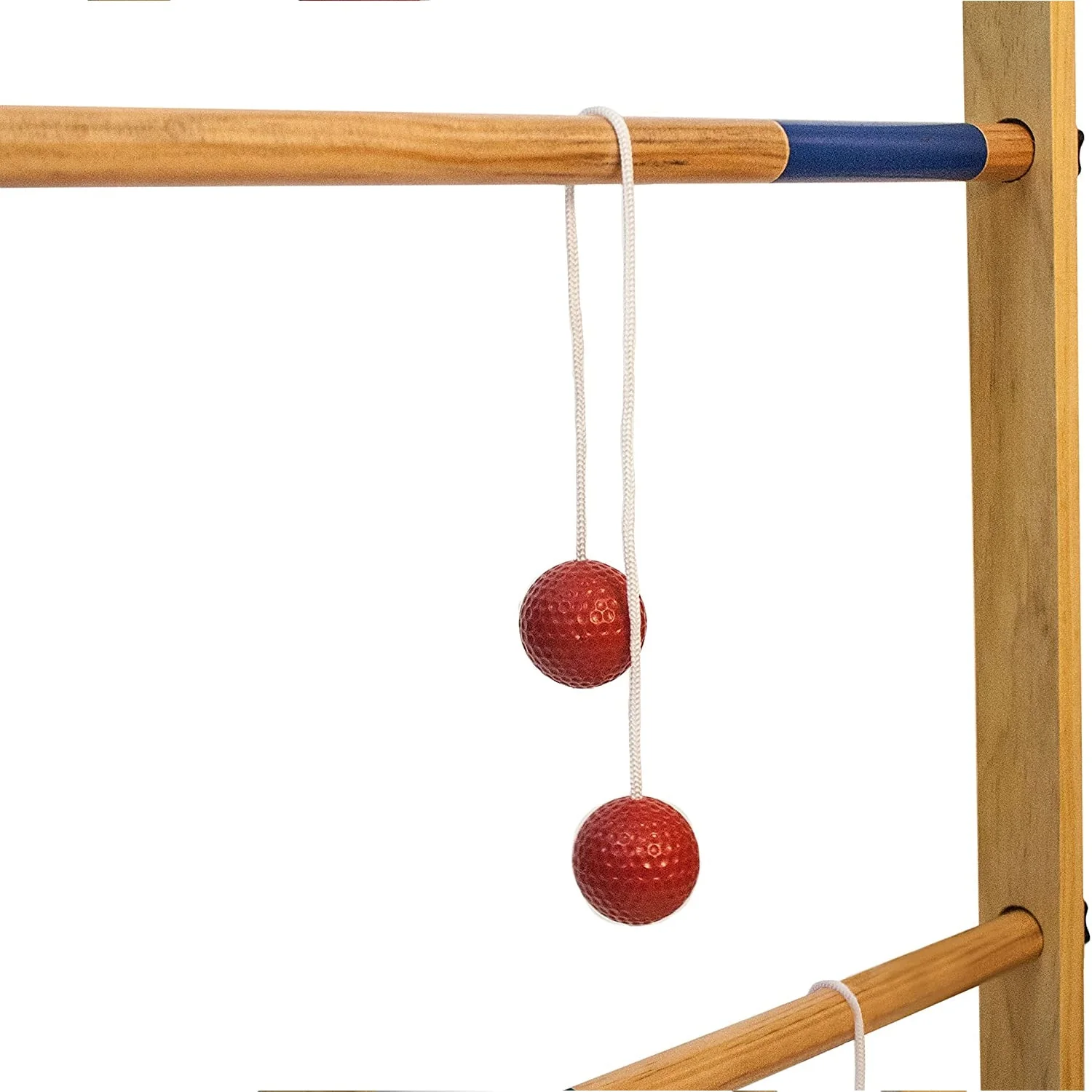 Yard Games Backyard Outdoor Wooden Double Ladder Toss Game Set w/ Case, Red/Blue - Image 4