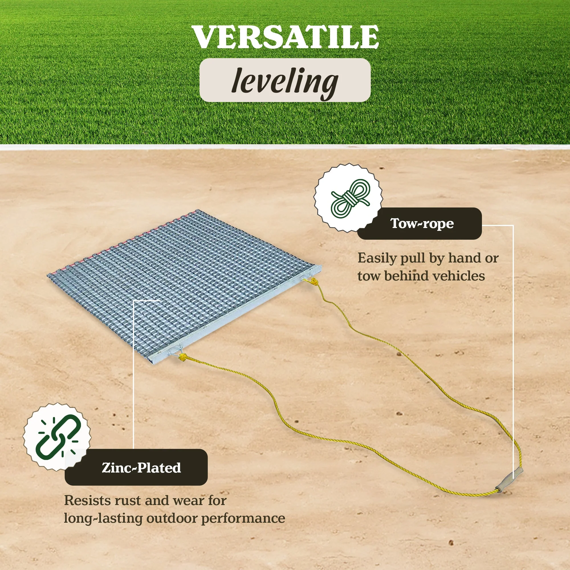 Yard Tuff 35HPDM ATV/UTV 3 x 5 Foot Zinc & Steel Field Surface Leveling Drag Mat - Image 2