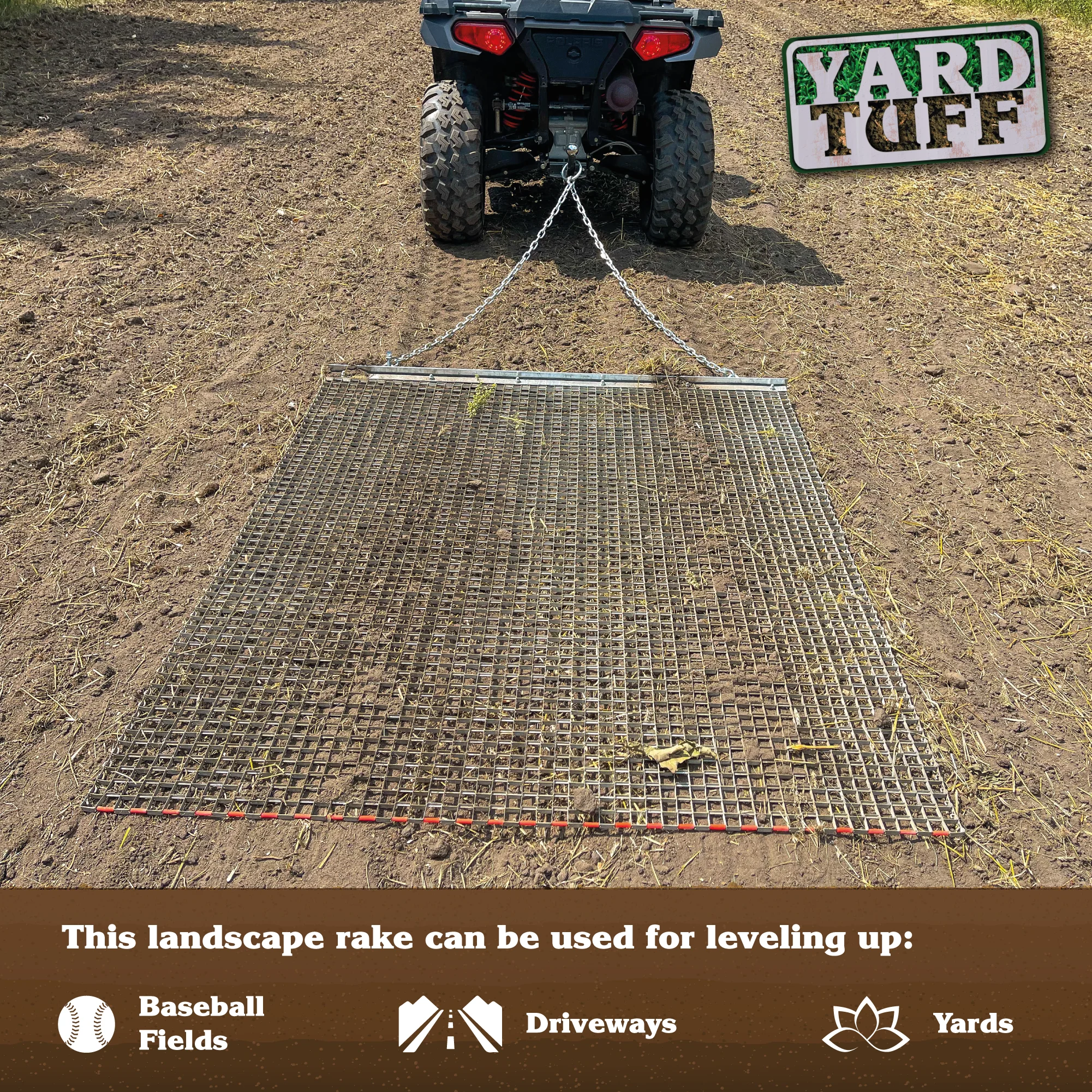 Yard Tuff 455TBDM ATV/UTV 5' x 4.5' Zinc & Steel Field Surface Leveling Drag Mat - Image 2