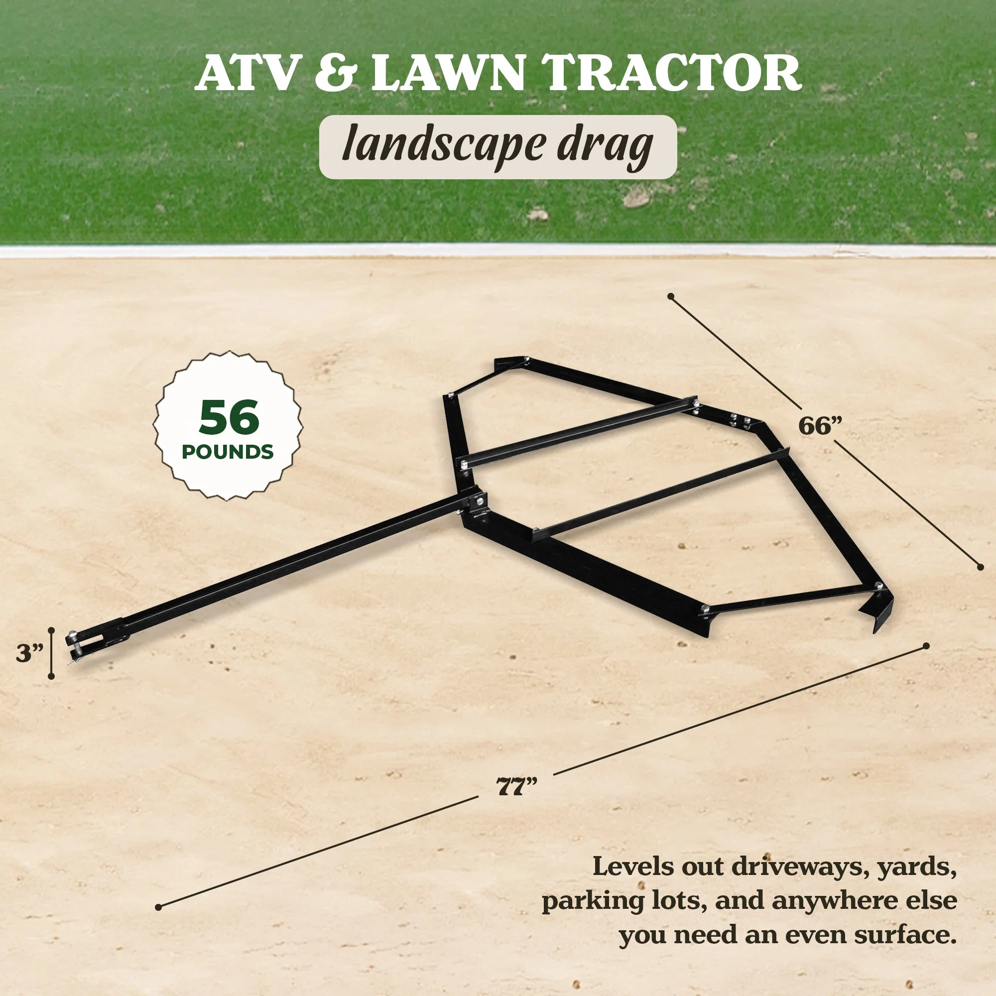 Yard Tuff ATV and Lawn Tractor Landscape Drag to Level Driveways, Lots, & Yards - Image 3