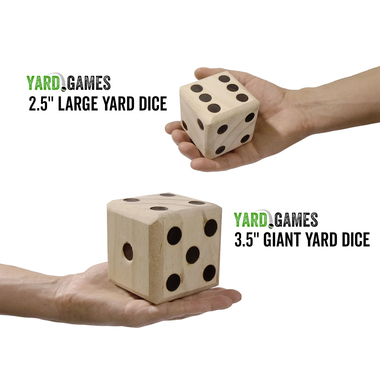YardGames Giant Outdoor Indoor Wooden Dice Set w/ Scorecards & Case, 2.5 Inch - Image 2
