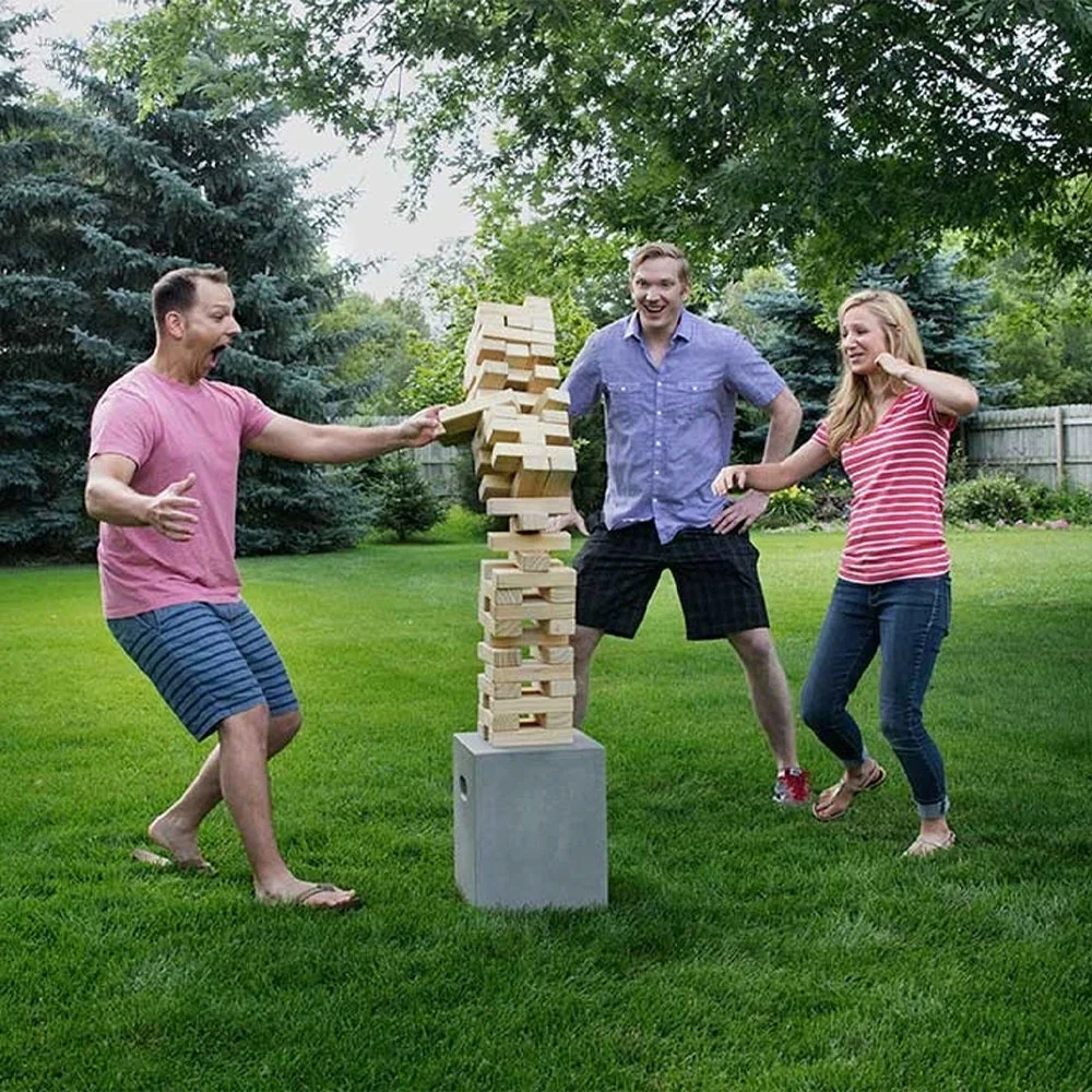 YardGames Giant Tumbling Timbers Wood Stacking Game w/ Pine Blocks (2 Pack) - Image 7