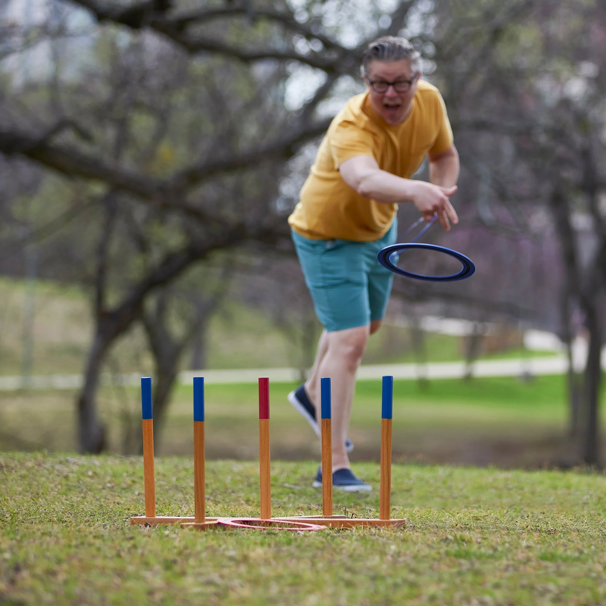 YardGames Outdoor Giant Wooden Ring Toss Lawn Game w/ Soft Touch Throwing Rings - Image 4