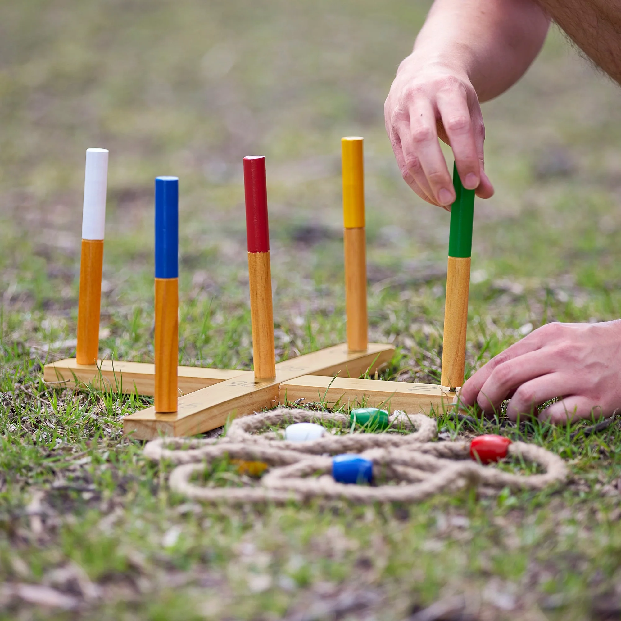YardGames Portable Outdoor Playground Wooden Ring Toss Game with Carrying Case - Image 10