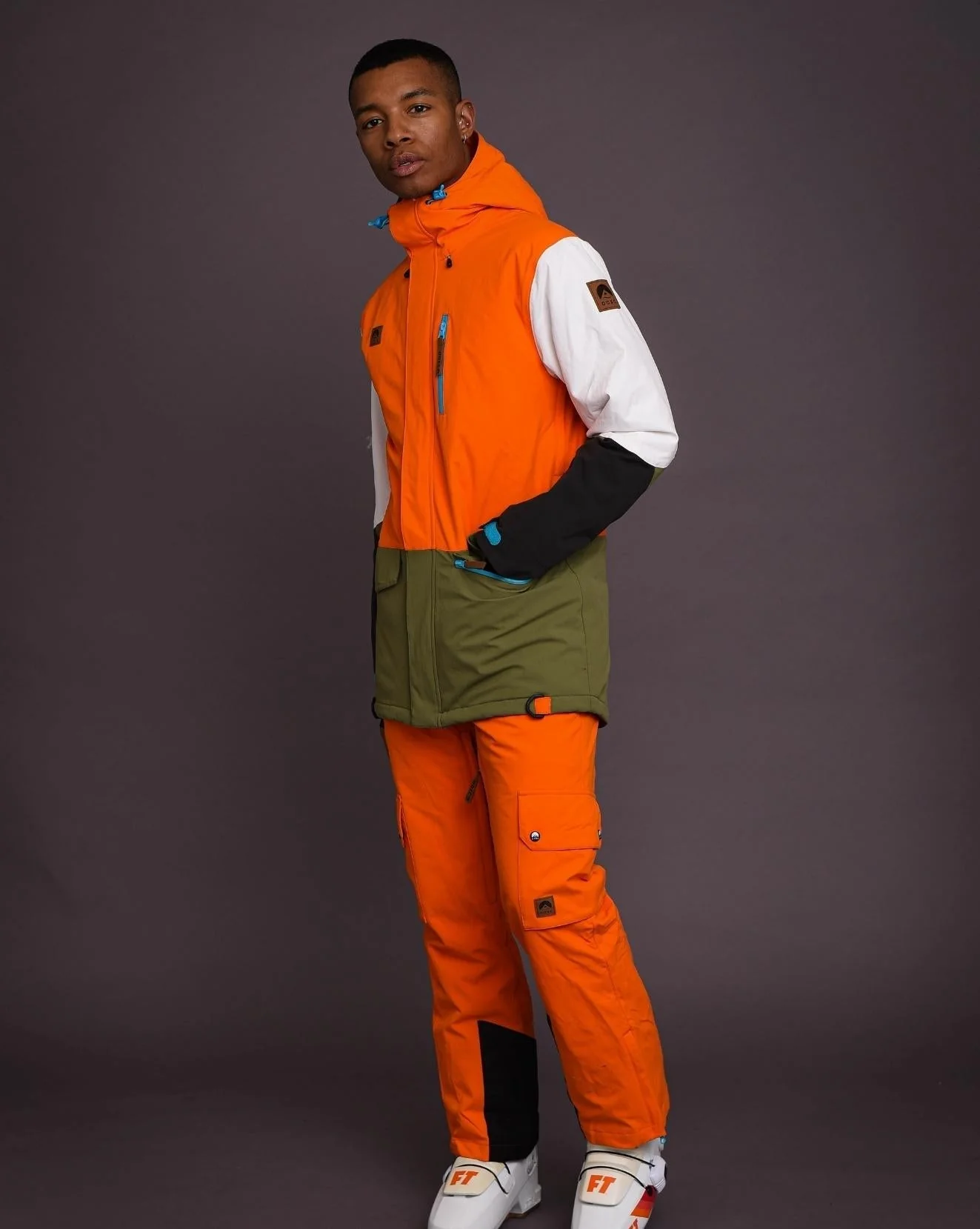 Yeh Man Men's Ski & Snowboard Bib Pant - Orange - Image 4
