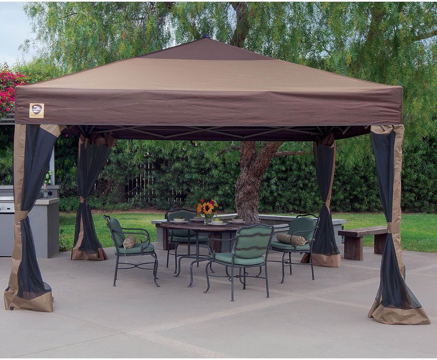 Z Shade Mesh Wall Screen Room Attachment for 12 x 12 Foot Outdoor Canopy, Tan - Image 2